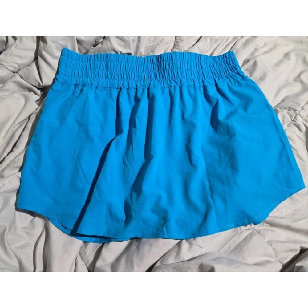 Pinspark Blue Active Skort with Pockets Smocked Waist Athletic Skirt XXL 2XL
